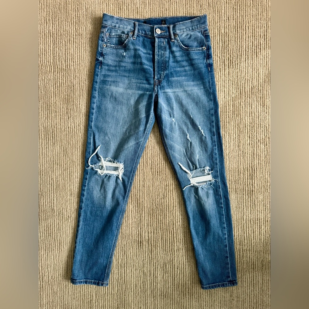 Express Jeans Women’s Vintage Skinny Ankle High Rise Blue Button Fly Stretch 4